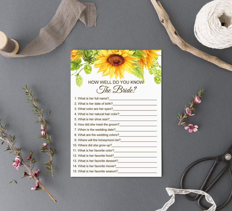Sunflower Bridal Shower Games Printable Rustic Bridal Shower Etsy