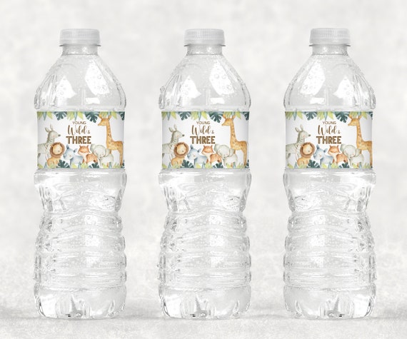 Wild Three Birthday Water Bottle Labels Safari Birthday Jungle Zoo Party Animals 3rd Birthday Printable Labels Wrappers Instant Download A7 Il_570xn