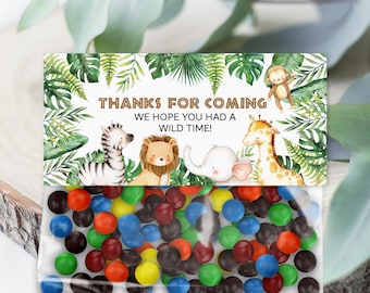 Treat Bag Toppers Safari Birthday Wild One Birthday Jungle Zoo Animals Birthday Party Favors Printable Bag Toppers  0127