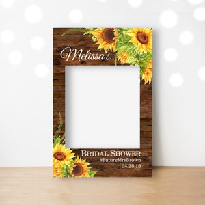CUSTOM Sunflower Photo Prop Frame Photo Booth Prop Printable Rustic Wedding Bridal Shower Hen Party Decorations Country Wood Barn B79