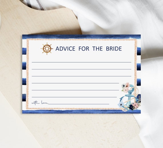 Advice For The Bride Cards Nautical Bridal Shower Anchor Bridal Shower Advice Cards Printable NOT Editable B17 Il_570xn