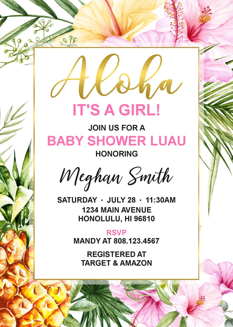 Tropical Baby Shower Invitation Hawaiian Luau Baby Shower - Etsy