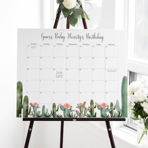 Jeu de calendrier personnalisé Cactus pour bébé Fiesta Jeu de devinettes pour l'anniversaire de bébé imprimable C92