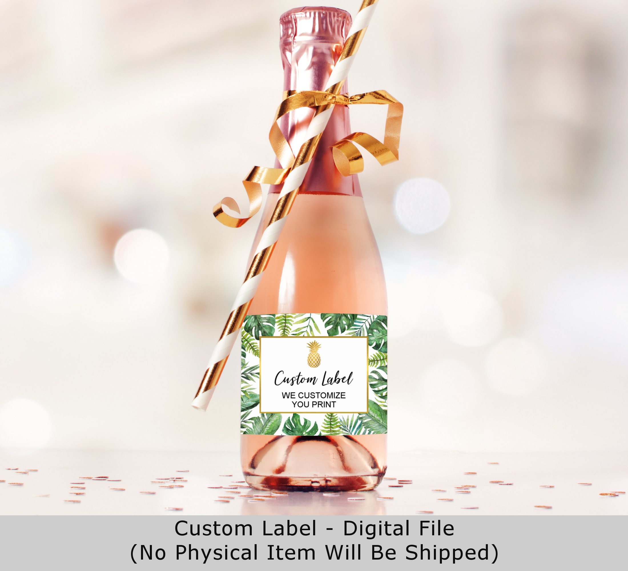 30 bottle labels kids birthday hawaiian luau personalized – Pink