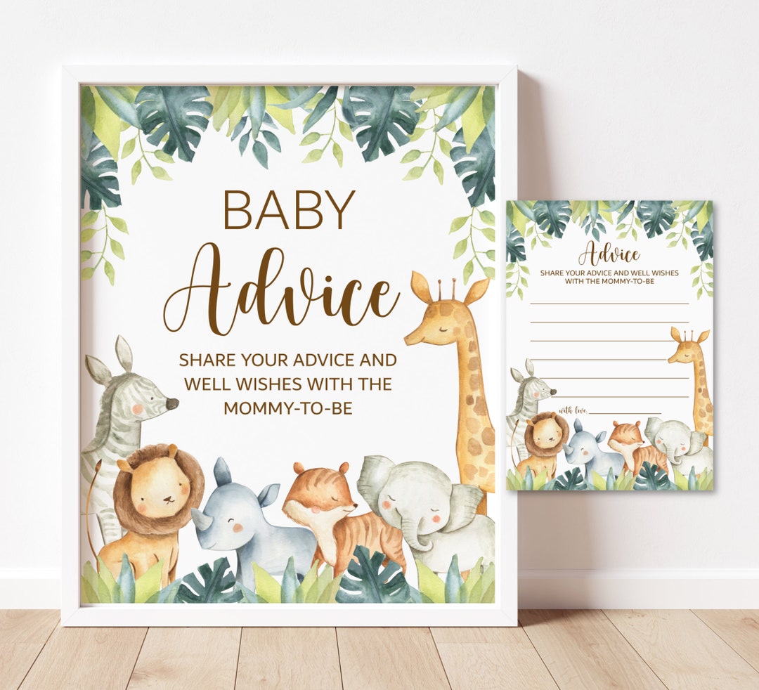 Advice for Mommy to Be Cards Jungle Baby Shower Safari Baby Etsy