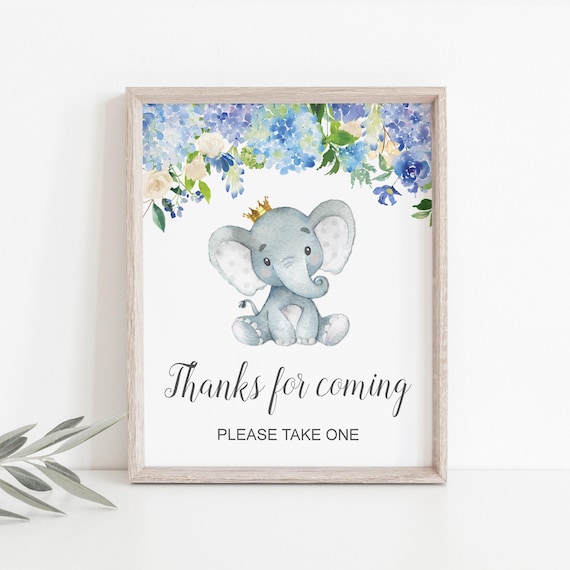 Elephant Baby Shower Thanks For Coming Sign Printable C77