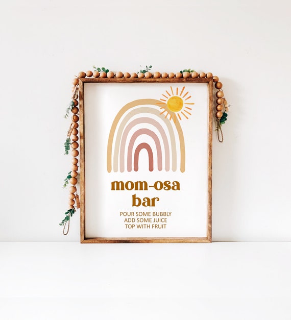 Mom-osa Bar Sign Rainbow Baby Shower Sunshine Baby Shower Boho Baby Shower Muted Rainbow Baby Shower Decor Printable Sign NOT Editable C12 Il_570xn