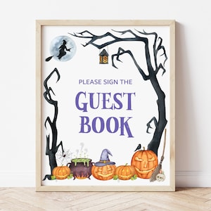 Guest Book Sign Halloween Baby Shower Decor Halloween Birthday Party Decorations Printable NOT Editable A9 C9 image 1