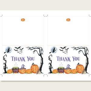 Halloween Thank You Cards Halloween Baby Shower Spooky Pumpkins Witch Bridal Shower Thank You Notecard Printable NOT Editable A9 C9 image 3