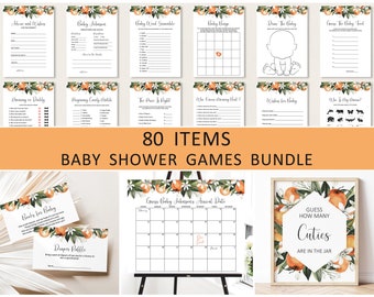 Editable Little Cutie Baby Shower Games Bundle Citrus Baby Shower Orange Blossom Baby Shower Sign Printable Corjl 0125