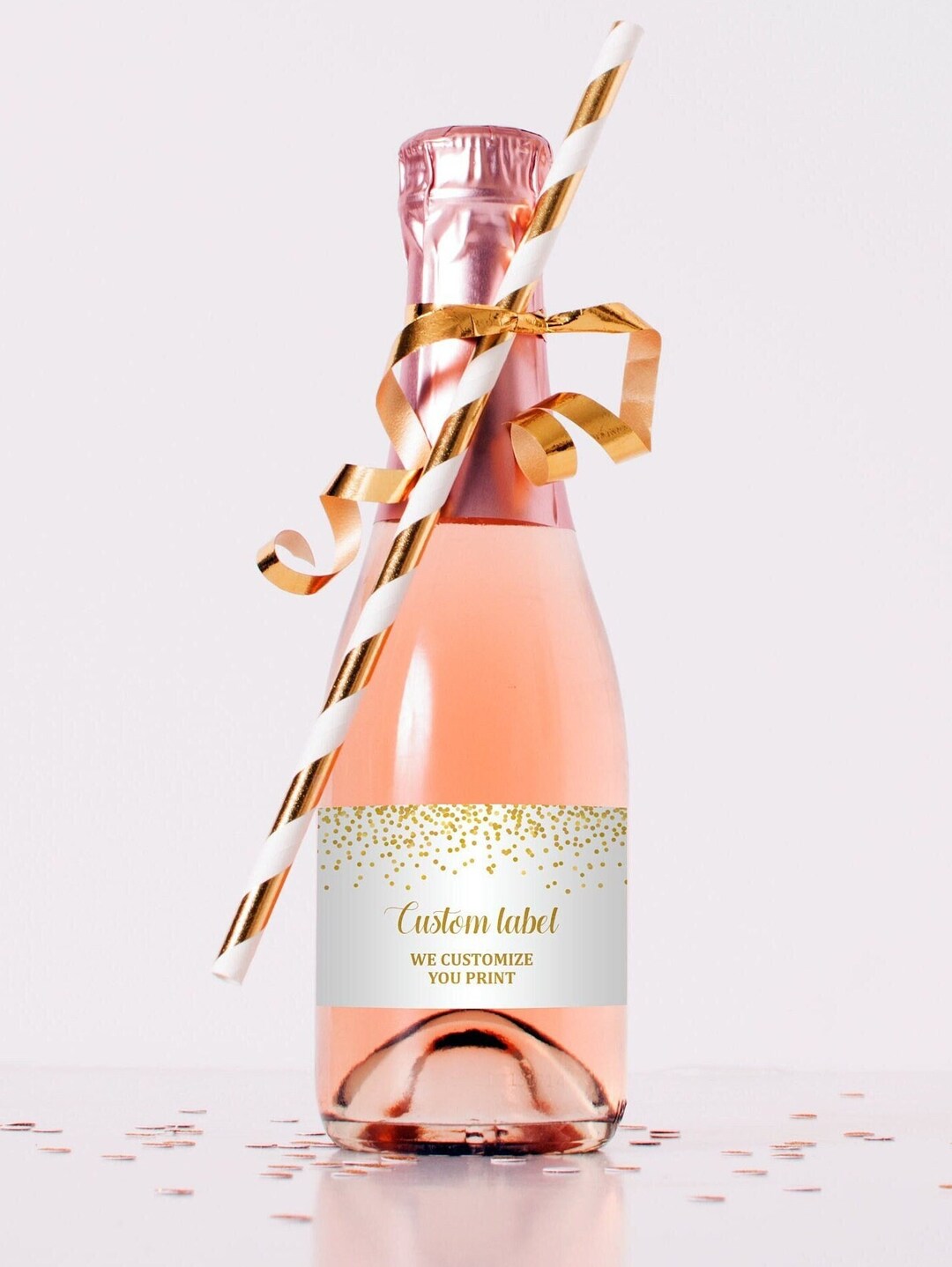 Mini Champagne Bottle Labels Gold Mini Wine Labels Birthday / Bridal