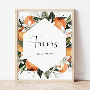 Favors Sign Citrus Baby Shower Citrus Bridal Shower Little Cutie Baby Shower Decor Please Take One Sign Printable NOT Editable 0125