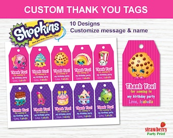 Shopkins Favor Tags, Shopkins Thank You Tags, Shopkins Party Favors, Shopkins Printables, Shopkins Gift Tags, Shopkins Birthday Decorations