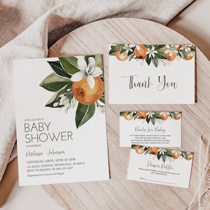 Editable Citrus Baby Shower Invitation Bundle Gender Neutral Baby Shower Little Cutie Baby Shower Invite Printable Template Corjl 0125