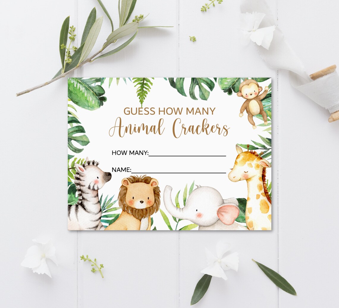 Guess How Many Animal Crackers Game Jungle Baby Shower Jungle Etsy