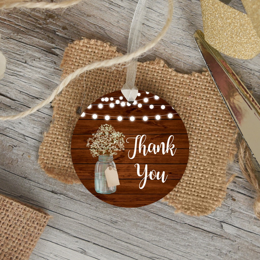 Thank You Tags Rustic Mason Jar Favor Tags Printable Stickers Etsy
