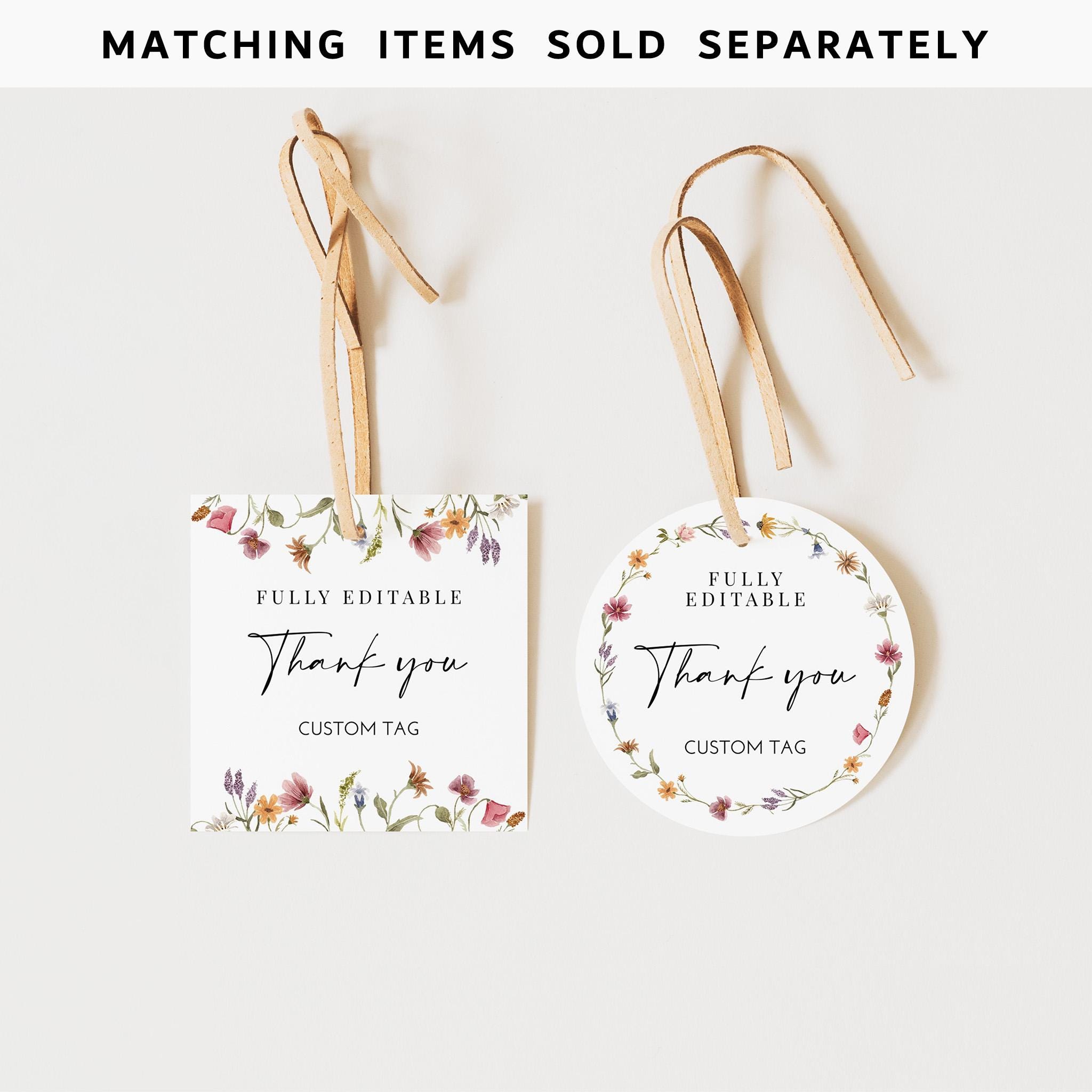 Editable Wildflower Thank You Card Template, Floral Thank You Note Card ...