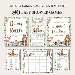 Diaper Raffle Tickets and Sign Woodland Baby Shower Game Greenery Woodland Animals Forest Baby Shower Printable NOT Editable 0120 image 6