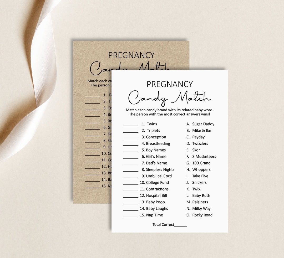 How Sweet It is Pregnancy Candy Match Game Baby Shower Game Etsy