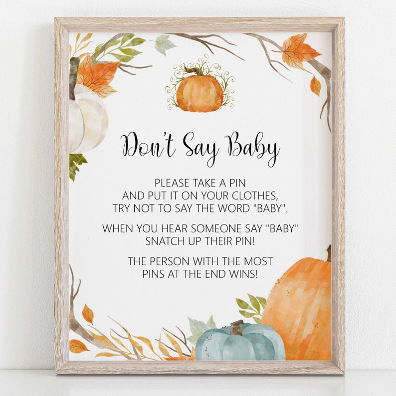 "Don't Say Baby" Baby Shower Game - Includes 5x7 Sign & 50 Clothespins, Gender Neutral