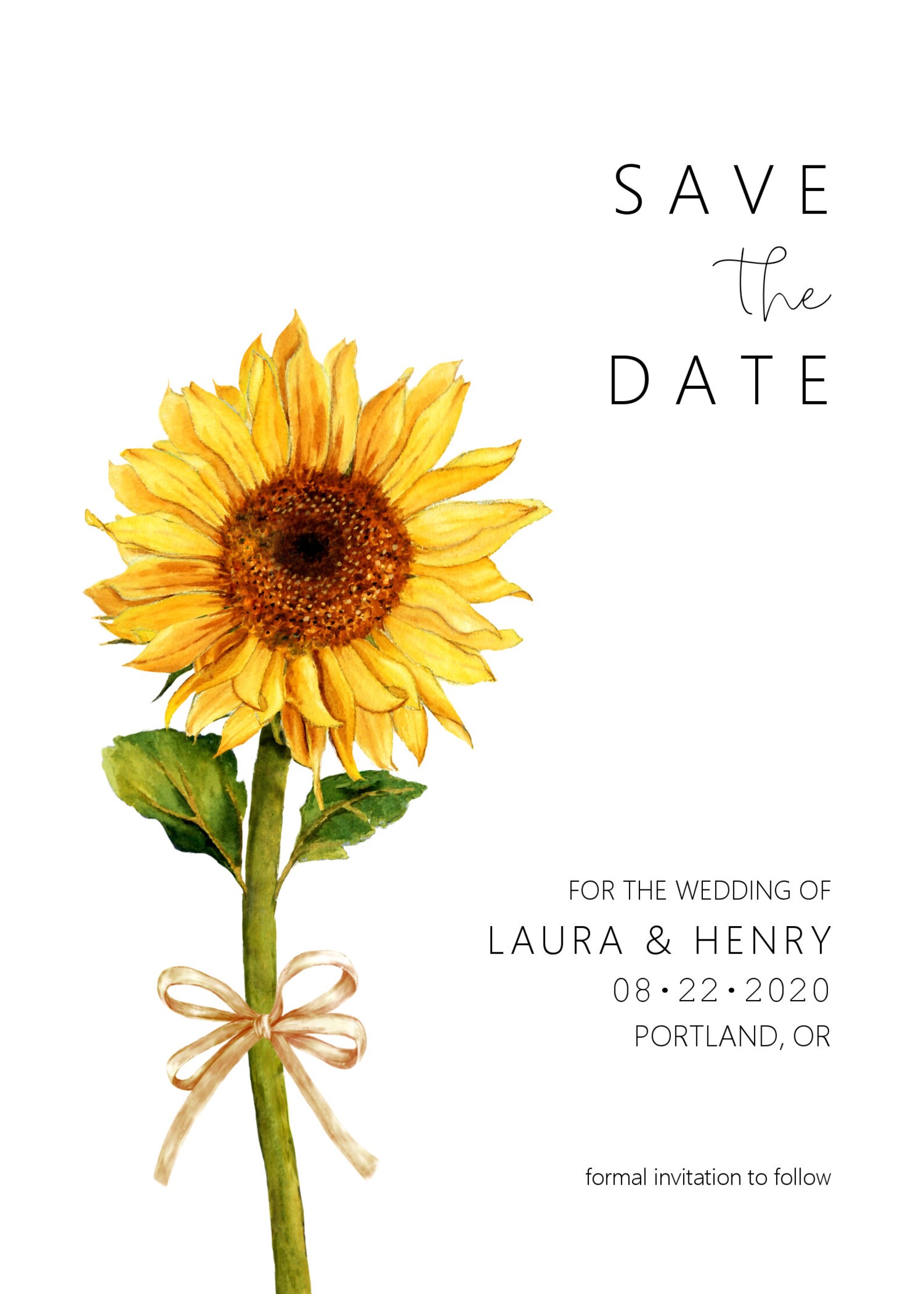 Sunflower Save the Date Cards Rustic Summer Wedding - Etsy