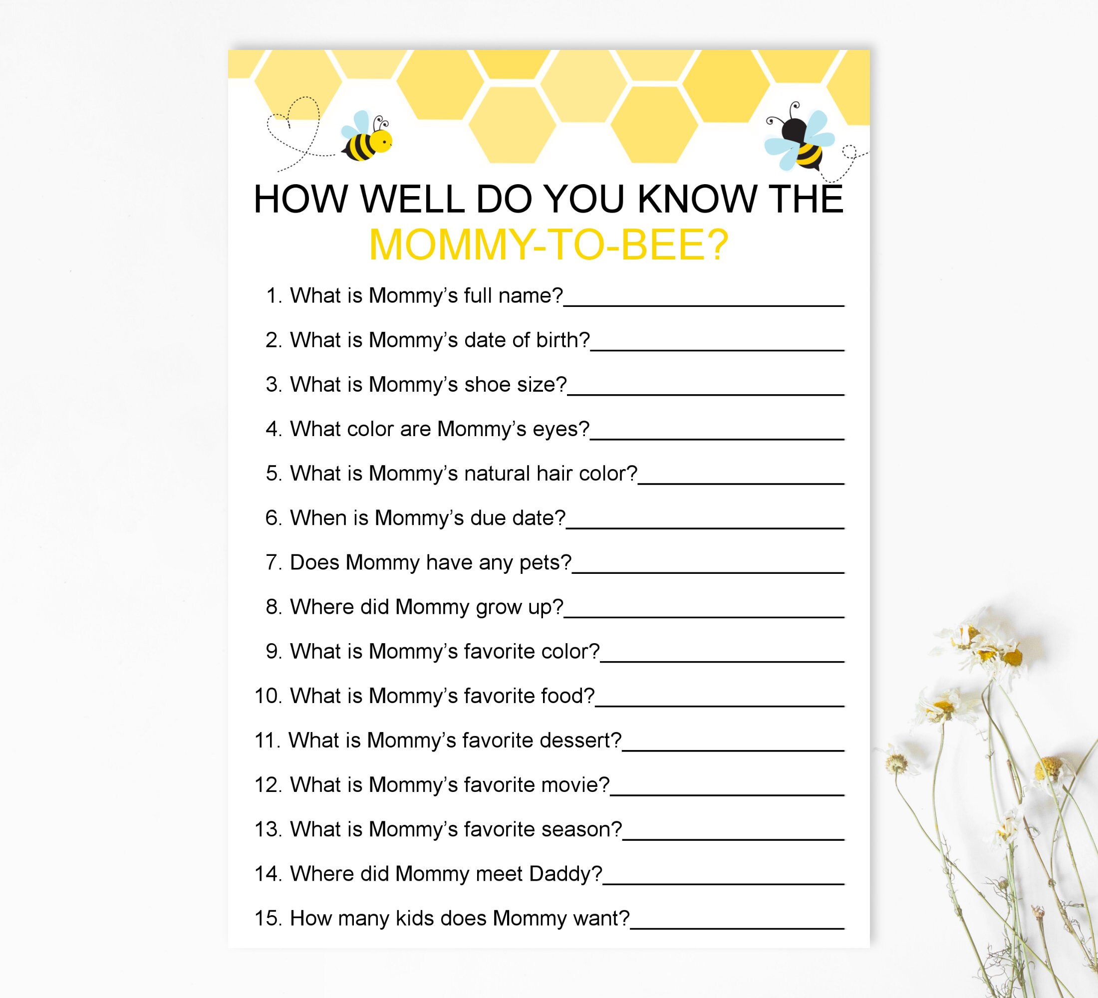 Bumble Bee Baby Shower Games Printable Game Bundle Mommy to - Etsy