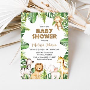 Adornos para cupcakes de jungla, baby shower de jungla, lindos animales de safari, decoración de comida para baby shower, adorno imprimible 0127 imagen 6