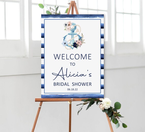 Nautical Welcome Sign Nautical Bridal Shower Anchor Last Sail Bachelorette Party Decorations Personalized Printable Sign B17 C97 Il_570xn