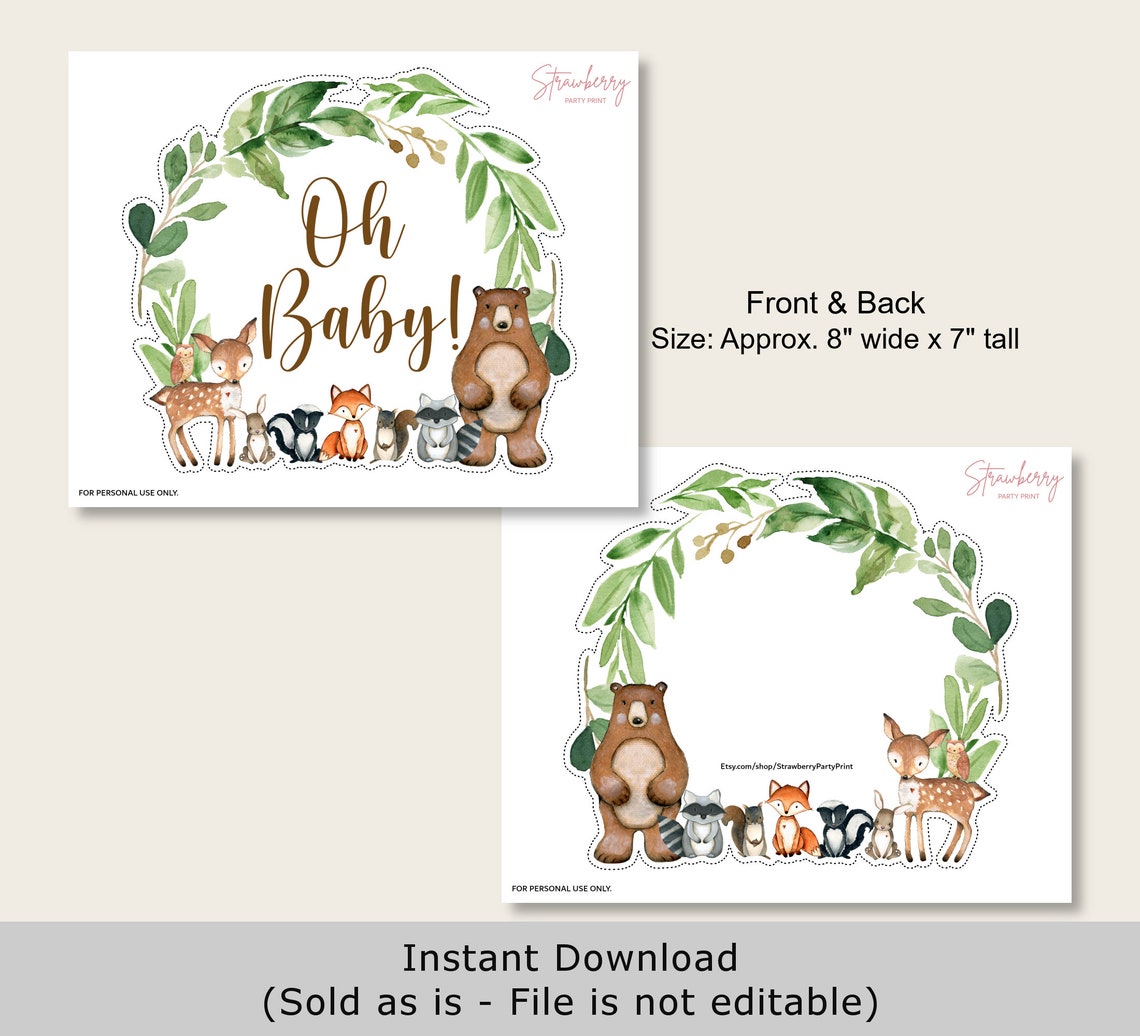 PRINTABLE Woodland Animals Cake Topper Woodland Baby Shower - Etsy