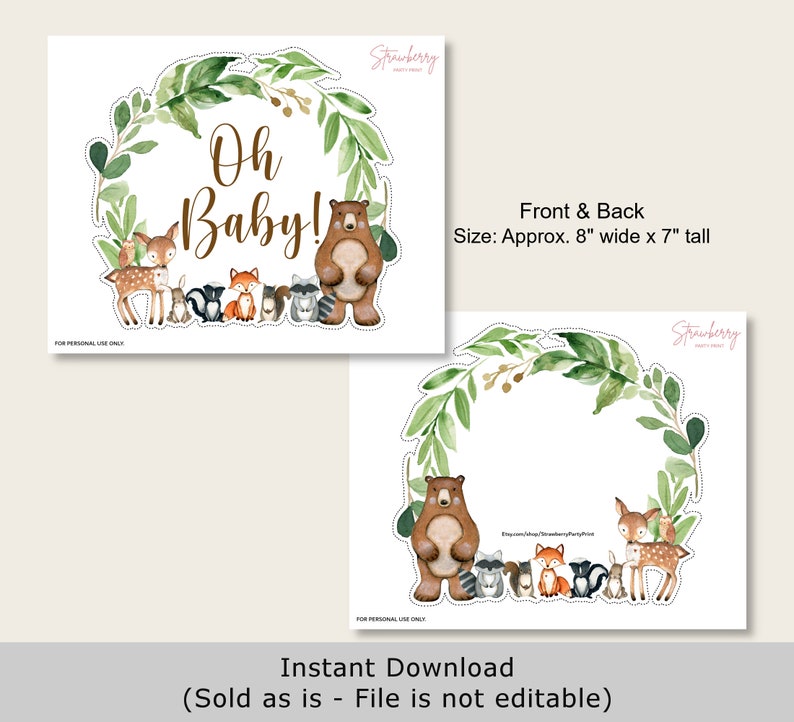 PRINTABLE Woodland Animals Cake Topper Woodland Baby Shower - Etsy