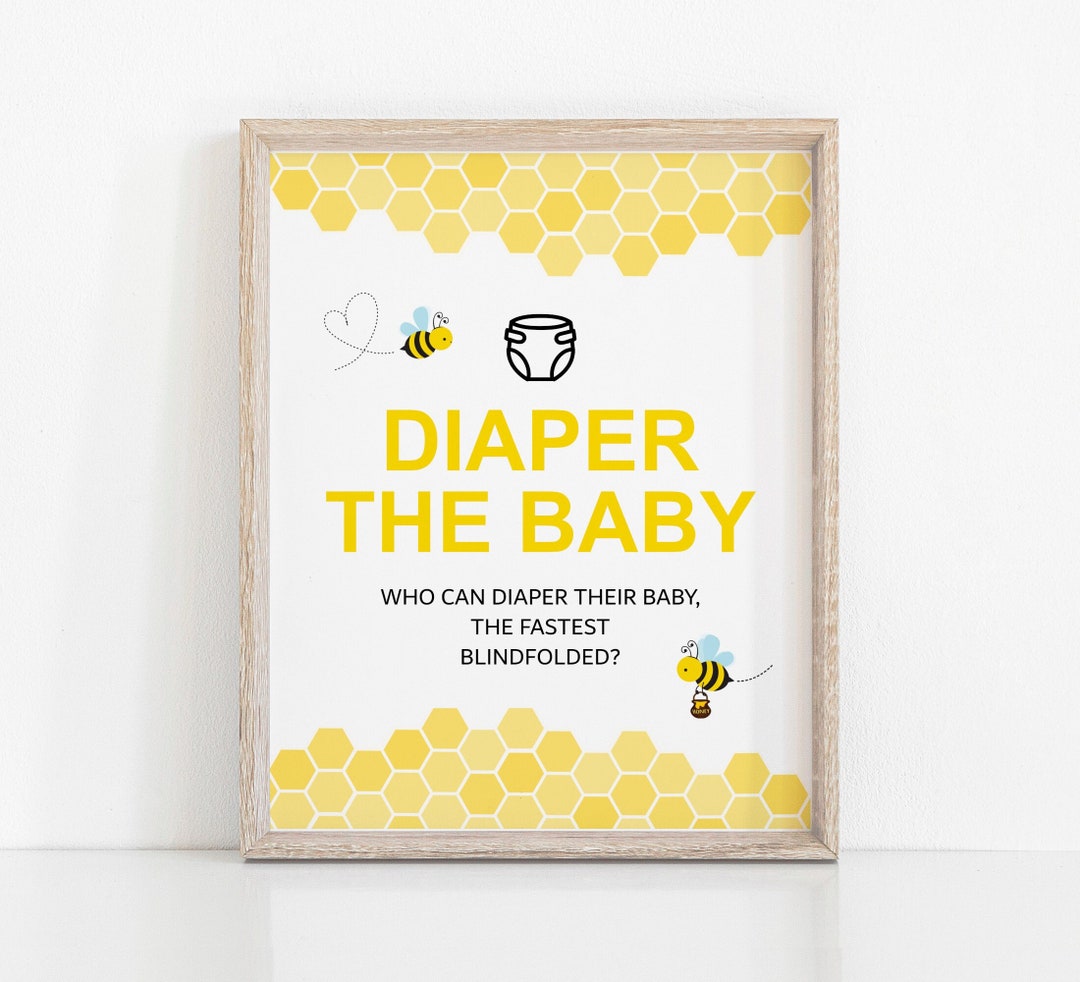 Blindfolded Diaper Changing Game Bumble Bee Baby Shower Game Printable