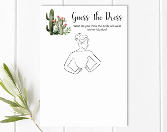 Succulent Cactus Bridal Shower Guess The Dress Game Fiesta Bridal Shower Boho Mexican Bridal Shower Game Printable NOT Editable B94