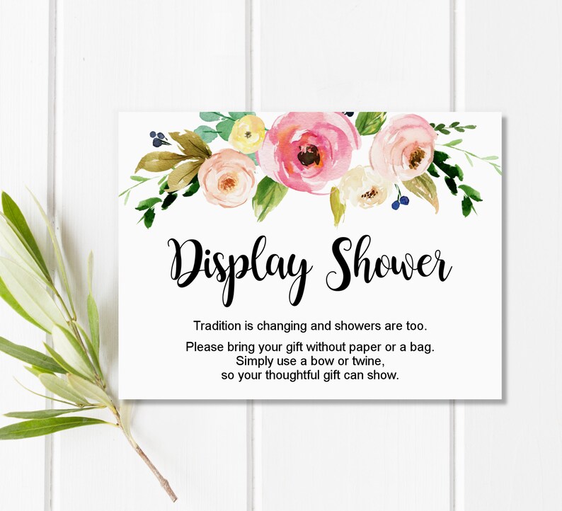 Display Shower Card Unwrapped Baby Shower Insert Pink Floral Etsy