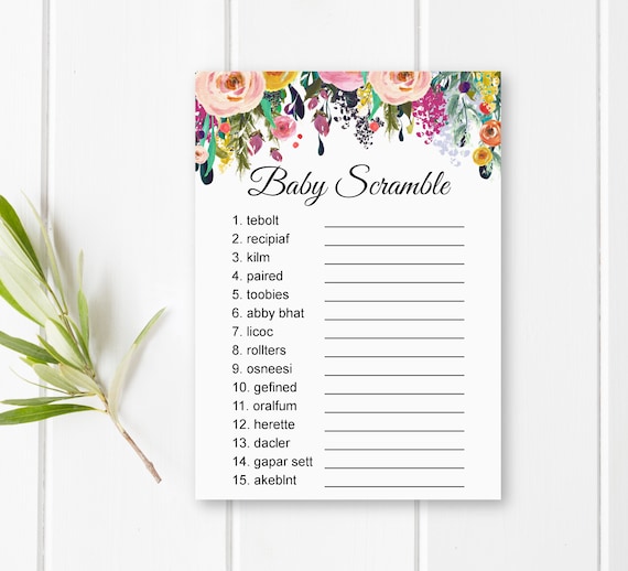 Baby Shower Word Scramble Wildflower Baby Shower Game Printable