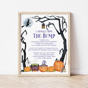Halloween Message From The Bump Sign Halloween Baby Shower Game Spooky Jack o&#39; Lantern Witch Baby Shower Games Printable NOT Editable 0126