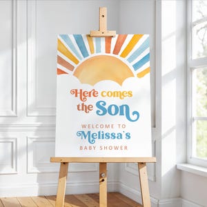 Editable Here Comes the Son Baby Shower Invitation, Boy Boho Sunshine Baby Shower Invite Printable Template, Corjl 0160 image 12