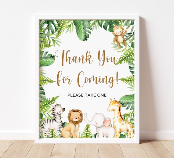 Thank You For Coming Favors Sign Jungle Safari Animals Wild One Zoo Baby Shower Birthday Sign Printable Tropical NOT Editable A95 C94 Il_570xn