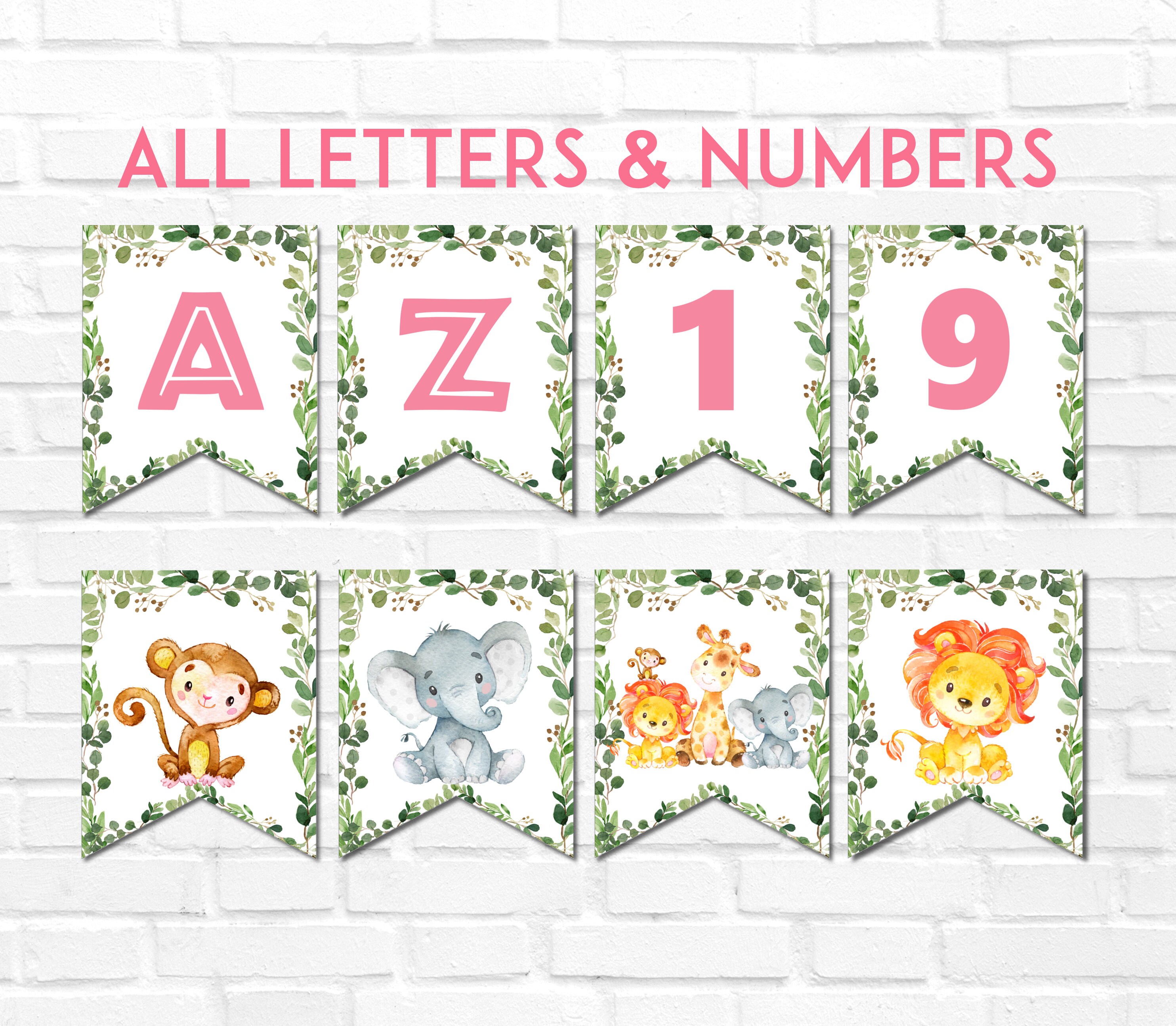 printable jungle banner safari banner party animals baby etsy