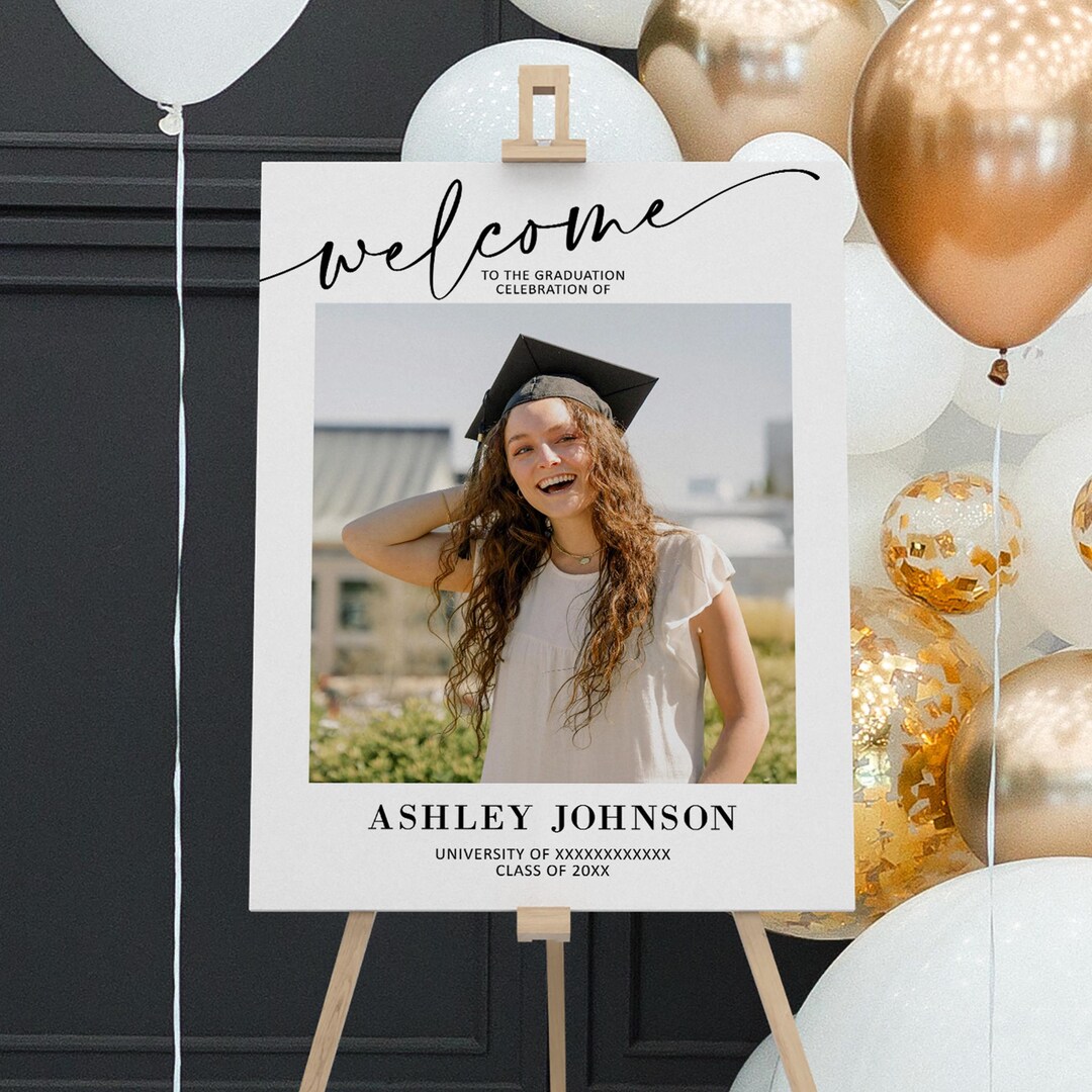 Grad Welcome Sign Editable Graduation Party Welcome Sign Photo Welcome Sign Grad Welcome ...