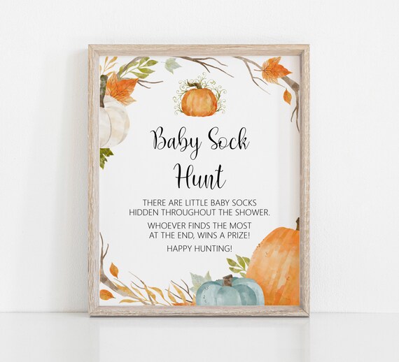 Fall Baby Sock Hunt Game Sock Hunting Game Fall Baby Shower Game Pumpkin Baby Shower Game Sign Printable Instant Download C2 Il_570xn