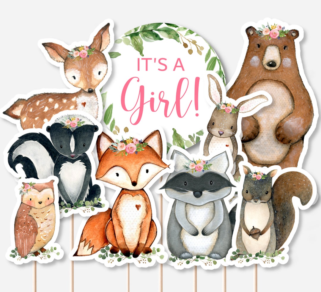 PRINTABLE Woodland Animals Centerpieces Girl Woodland Baby - Etsy