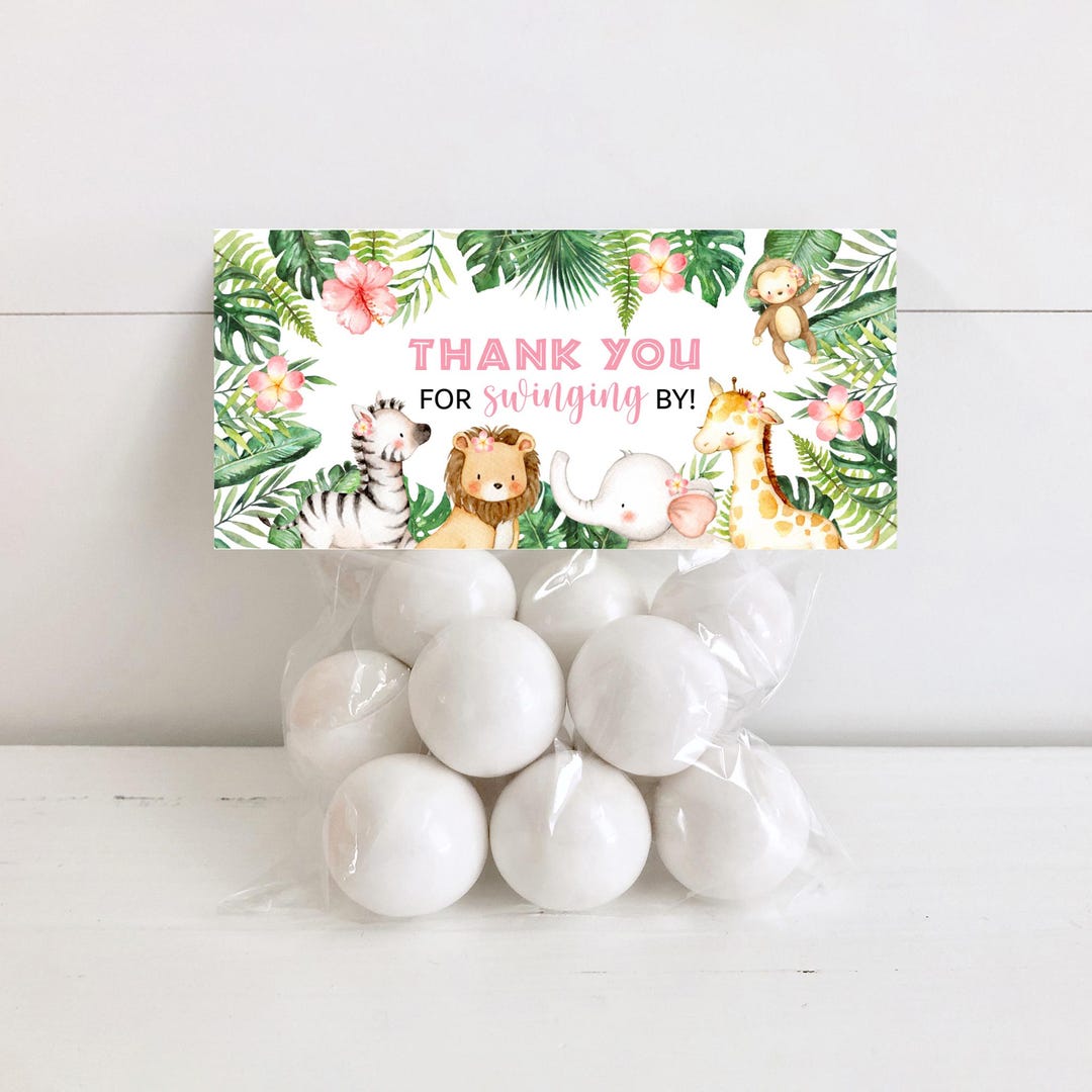 Printable Safari Treat Bag Topper – Pink Jungle Girl Birthday or Baby ...