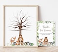 Thumbprint Guestbook Fingerprint Tree Printable Woodland Baby Shower Birthday Keepsake Greenery Woodland Animals  0120