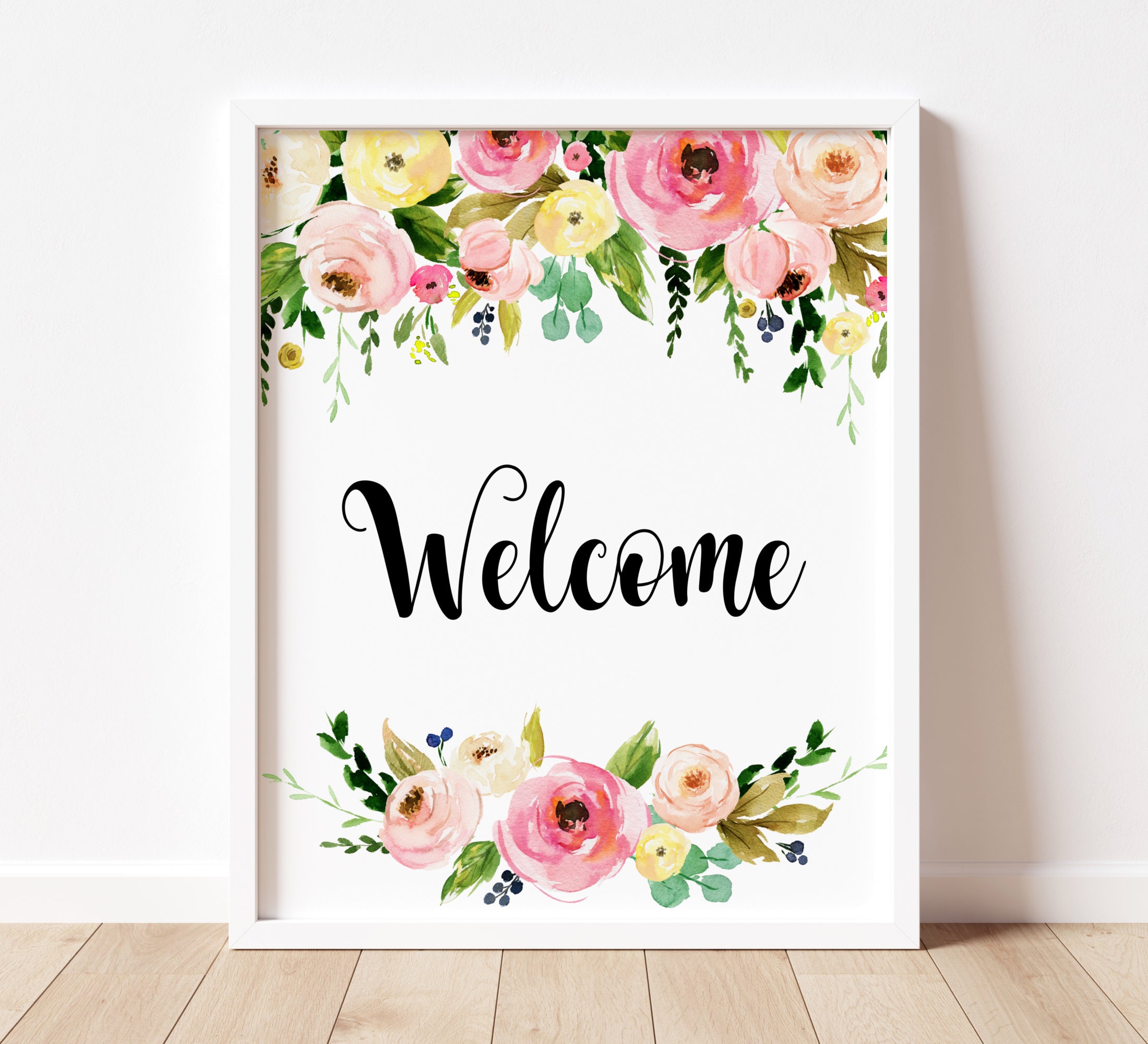 Welcome Sign Floral Welcome Sign Pink Floral Garden Theme | Etsy