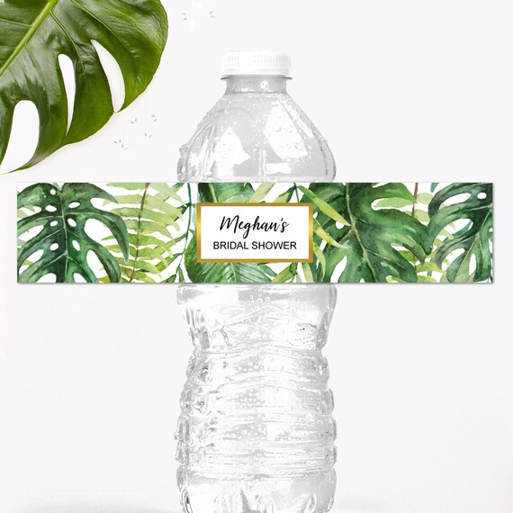 Tropical Water Bottle Labels Tropical Hawaiian Luau Bridal Shower Baby Shower Birthday Custom Water Bottle Label Printable A85 B82 C85