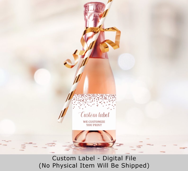 Mini Champagne Bottle Labels Rose Gold Mini Wine Labels Baby Etsy
