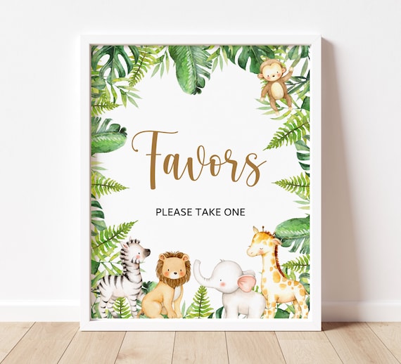 Favors Sign Jungle Animals Safari Animals Baby Shower Birthday Sign Printable Wild One Tropical Gender Neutral Instant Download A95 C94 Il_570xn