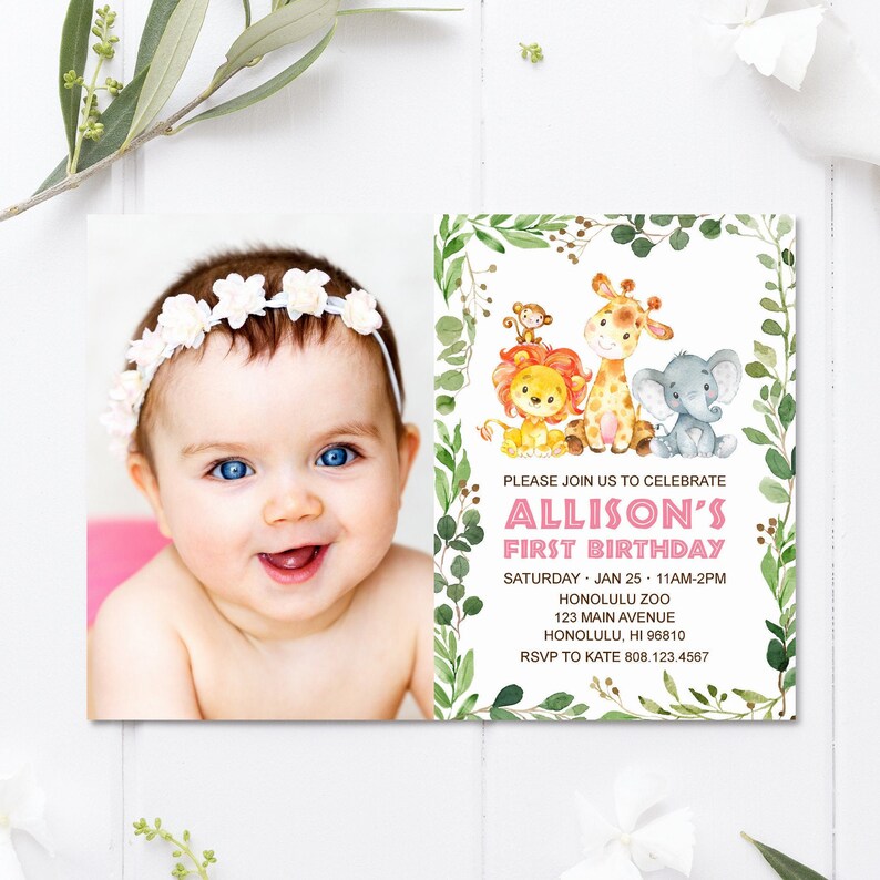 Safari Birthday Invitation Safari Animals Jungle Birthday Zoo Etsy