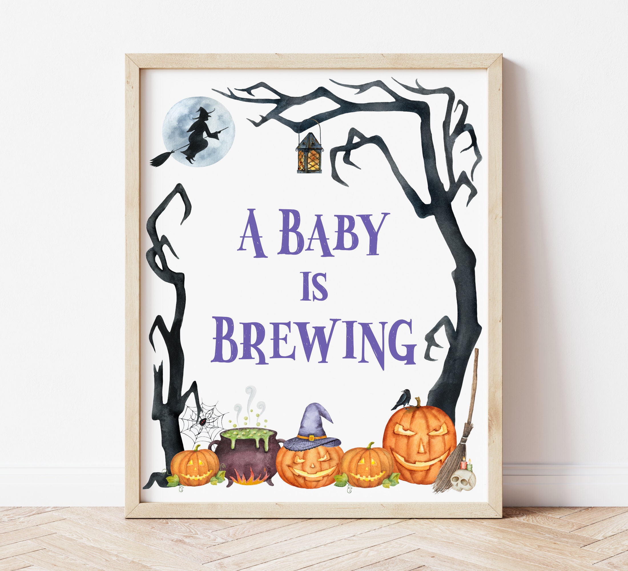 A Baby is Brewing Sign Halloween Baby Shower Witch Baby Shower Etsy