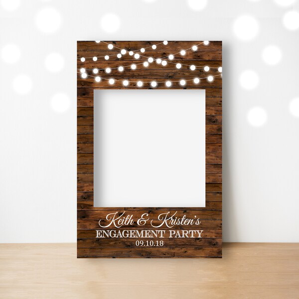 CUSTOM Verlobungsfeier Foto Prop Rahmen Photo Booth Prop Printable Holz Rustikal Hinterhof Hochzeit Paare Dusche Jahrestag Dekorationen A74